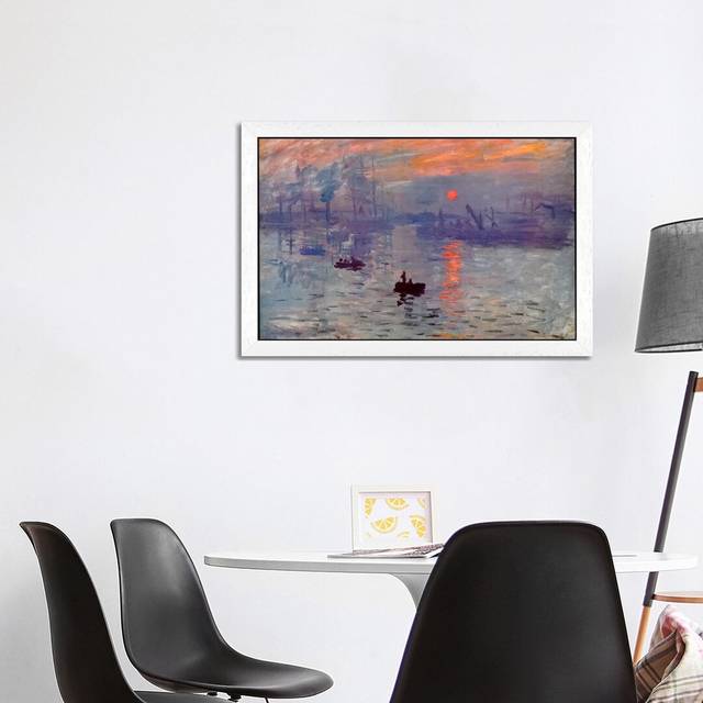 Sunrise Impression by Claude Monet - Painting Print on Canvas - White Framed (66.04 cm H x 45.72 cm W)