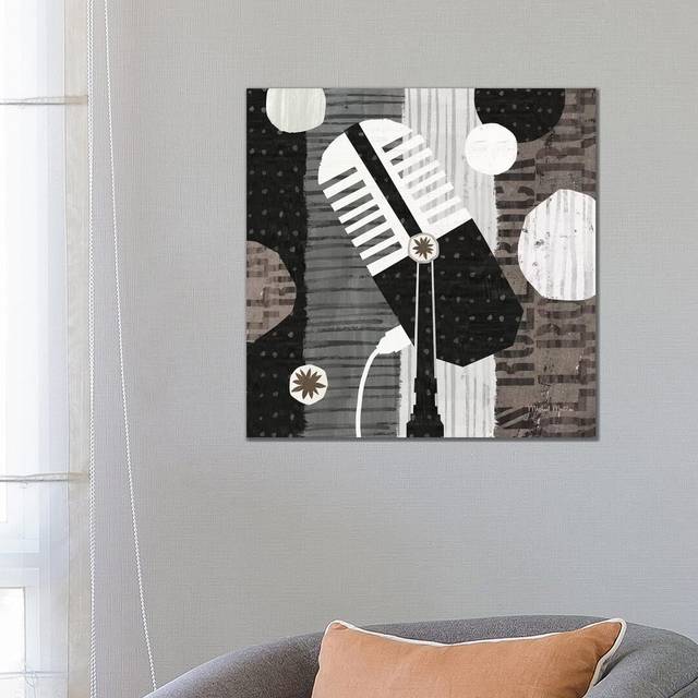 Rock N Roll Mic Neutral by Michael Mullan - Wrapped Canvas Painting (66.04cm H x 66.04cm W x 3.81cm D)