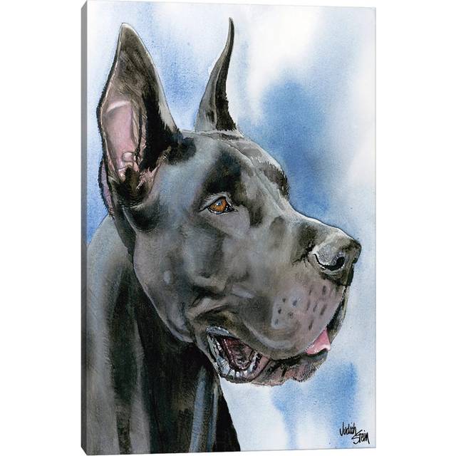 Big Danish - Black Great Dane by Judith Stein - Wrapped Canvas Painting (45.72cm H x 30.48cm W)