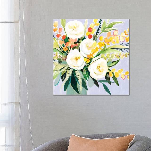 Garden Rose Bouquet II by Victoria Borges - Wrapped Canvas Painting (66.04 cm H x 66.04 cm W)