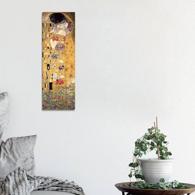 The Kiss, Cropped Vertical by Gustav Klimt - Painting Print on Canvas - Wrapped Canvas (30.48 cm H x 91.44 cm W x 3.175 cm D)