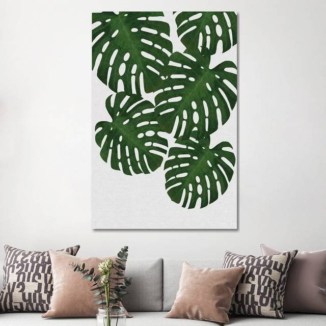 Monstera Leaf II - Wrapped Canvas Painting (152.4cm H x 101.6cm W x 3.81cm D)