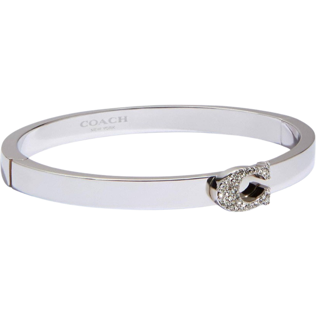 Coach Womens Pave Signature C Hinged Bangle - Silver - One Size