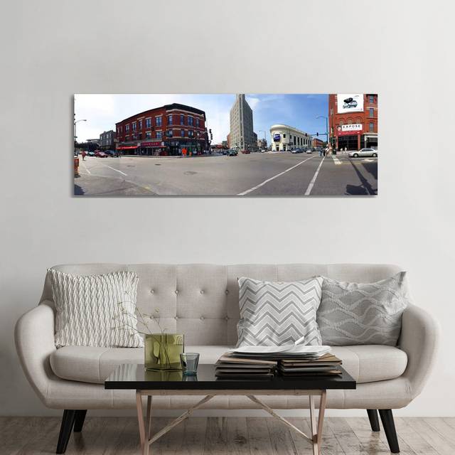 Buildings in a City, Wicker PArk and Bucktown, Chicago, Illinois, USA - Wrapped Canvas Panoramic Photograph (182.88 cm H x 60.96 cm W)