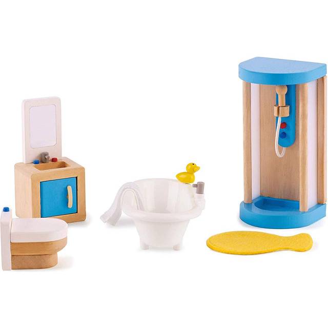 Hape Wooden Doll House Furniture Family Bathroom Set White Small