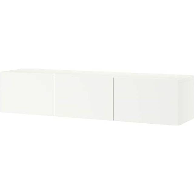 BESTÅ tv-bänk med dörrar, vit/Lappviken vit, 180x42x38 cm