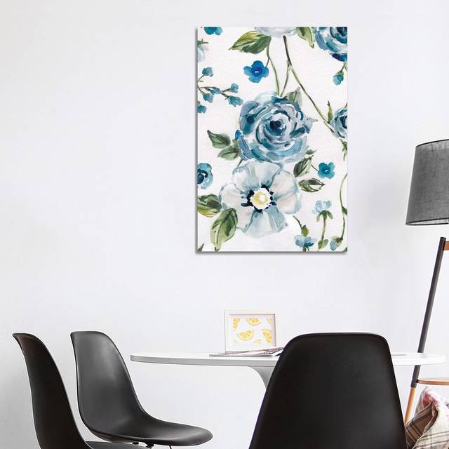 Moonlight Rose Garden II by Carol Robinson - Painting Print on Canvas - Wrapped Canvas (101.6 cm H x 66.04 cm W x 1.91 cm D)