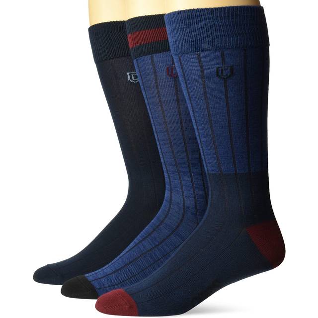 Chaps Men's Super Soft Dress Crew Socks-3 Pair Pack-Patterns and Textu