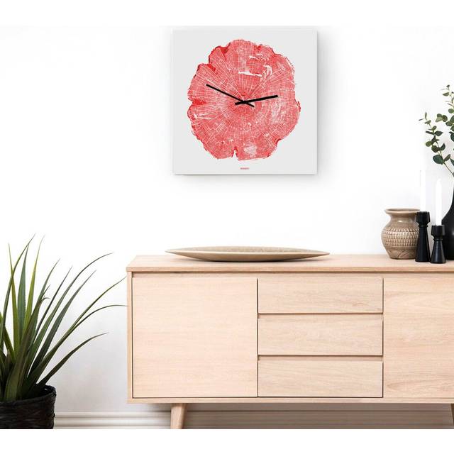 Tree of Life Wall Clock - Red (50cm W X 50cm H X 2cm D)
