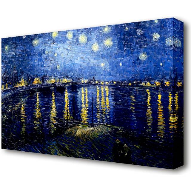 'Starry Night Over the Rhone Blue' by Vincent Van Gogh Oil Painting Print on Wrapped Canvas (50.8 cm H x 81.3 cm W)