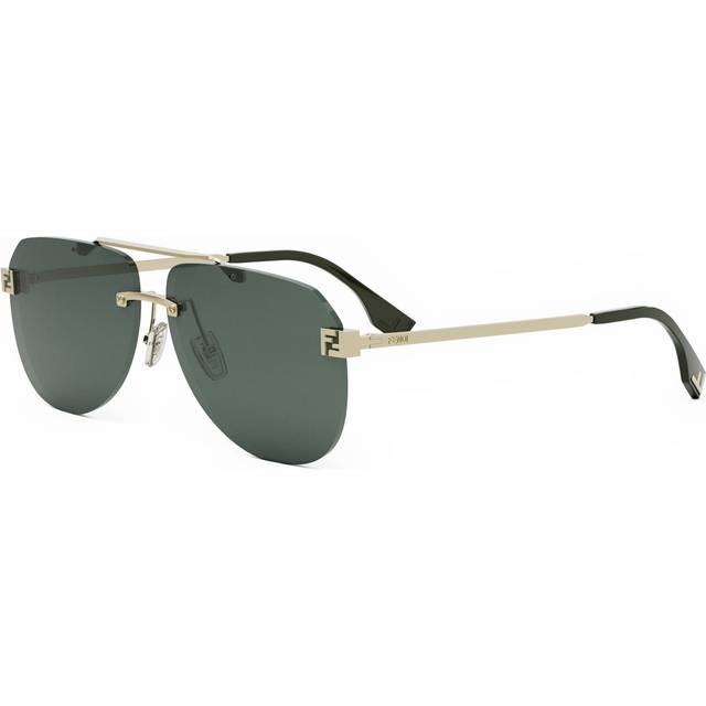 Fendi, Sunglasses, unisex, Yellow, 61 MM, Gold Frame Green Lens Sunglasses