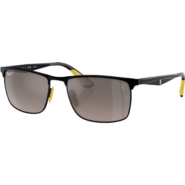Ray - Ban Unisex RB3726M  F0885J Sunglasses Metal Black Grey Squared Polarized Mirror