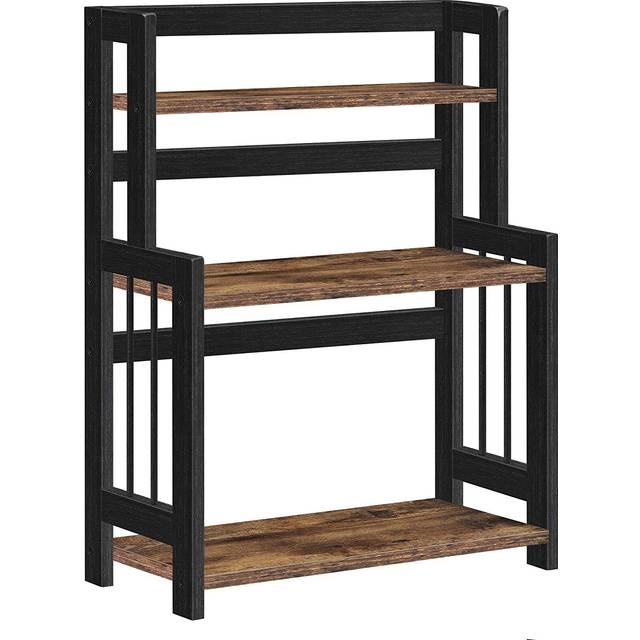 Songmics 3-tier Countertop Storage Shelf For Kitchen - Rustic Brown And Black, Black