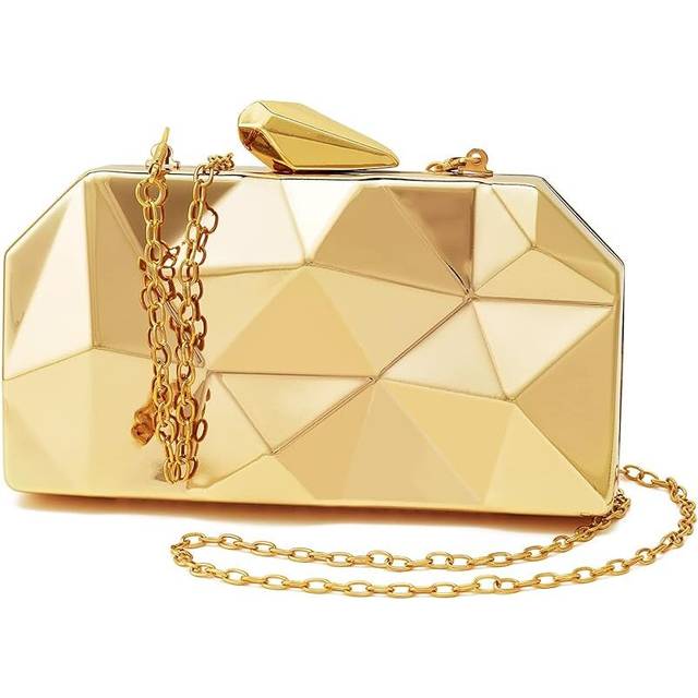 Women Lattice Pattern Metal Evening Clutch Bag,Geometric Evening Clutch Purse Handbag Wedding Party Prom Formal