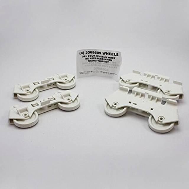 (4 PACK) PART # 4317933 GENUINE FACTORY OEM ORIGINAL DISHWASHER LOWER RACK ROLLERS WHEELS FOR WHIRLPOOL  KENMORE  SEARS AND ROPER