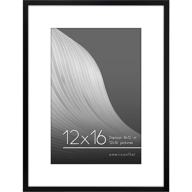 Americanflat 12x16 Picture Frame with Polished Plexiglass - Use as 8x12 Frame with Mat or 12x16 Frame Without Mat - Streamline Collection - Thin Photo