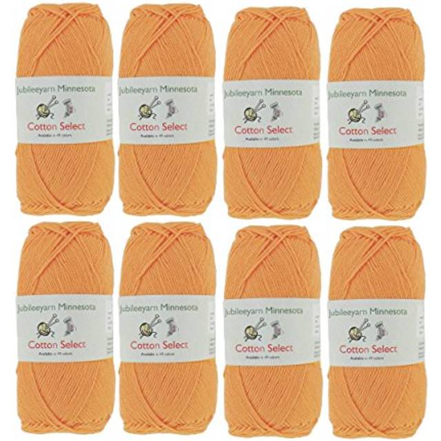 JubileeYarn Cotton Select Yarn - Sport Weight - 50g/Skein - Bright Orange - 8 Skeins