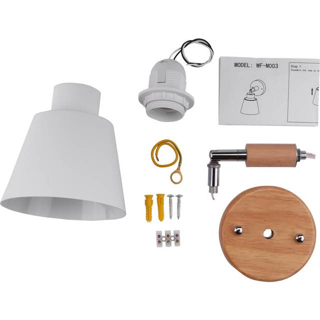 Wooden Wall Lights Bedside Wall Lamp Bedroom Wall Light Sconce for Kitchen Modern Wall Lamp Nordic Sconces(White)
