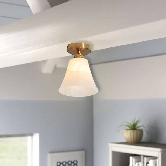 Semi Flush Mount Ceiling Light Marble Vintage Industrial Mini 18cm Round Clear Glass Globe Semi Flush Mount Ceiling Light