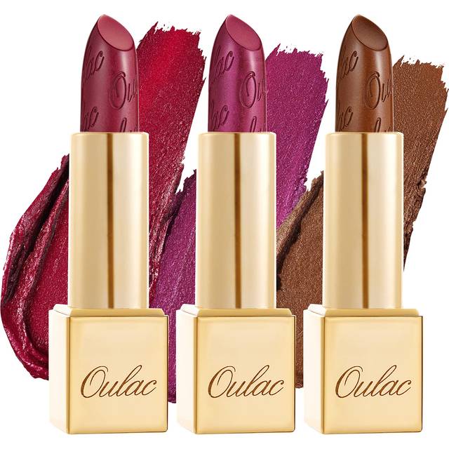 Oulac Metallic Lipstick Set- Dark Lipcolor with Moisturizing Formula  Vegan Beauty  Full-Coverage Lip Color 4.3g X 3PCS