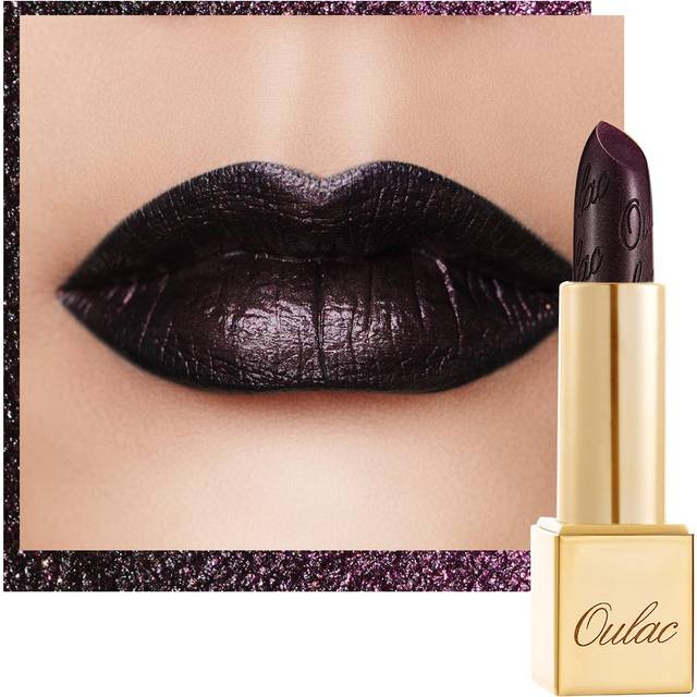 Oulac Metallic Black Lipstick for Women  High Impact Lipcolor with Moi