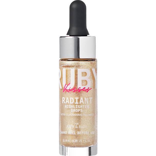 Ruby Kisses Radiant Drops  Shimmer Liquid Highlighter Makeup  Smooth Illuminator for Face Body  Natural Glow Dewiness Glitter for Skin (CHAMPANGE)