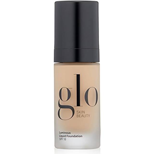 Glo Skin Beauty Luminous Liquid Mineral Foundation Makeup with SPF 18 (Almond) - Improves Uneven Skin Tone  Smooths & Corrects Imperfections  Sheer to