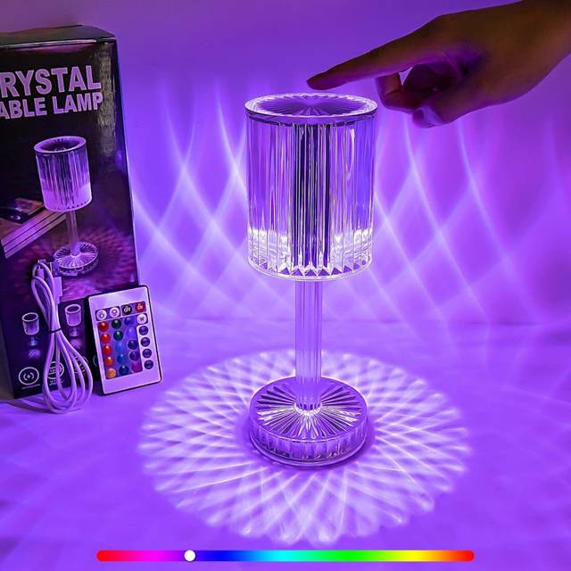 Crystal Lamps,Valentine's Day Ambient Lights 16 Color Variable Table Lamps,LED Lamps with Remote Controls for Living Room Bedroom Party Decorations