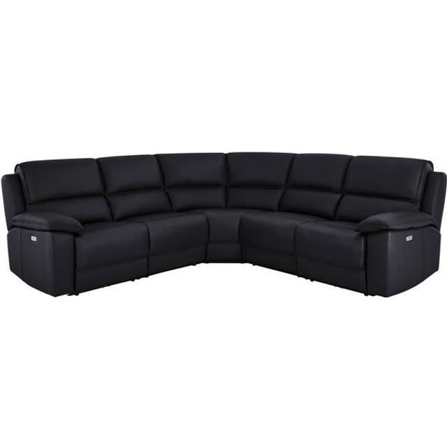 Black Leather Sofas - Modular 5 Seat Corner Recliner - Goodwood Range - Oak Furnitureland
