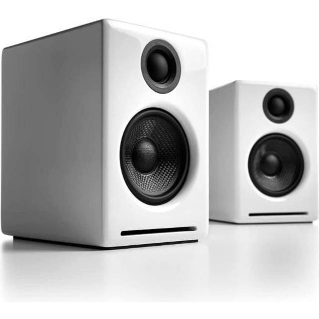 Audioengine A2+ Trådlösa Bluetooth-datorhögtalare - 60W Bluetooth-högtalarsystem för hem, studio, spel med aptX Bluetooth, AUX och USB DAC | Streaming Audio System (Vit, par)