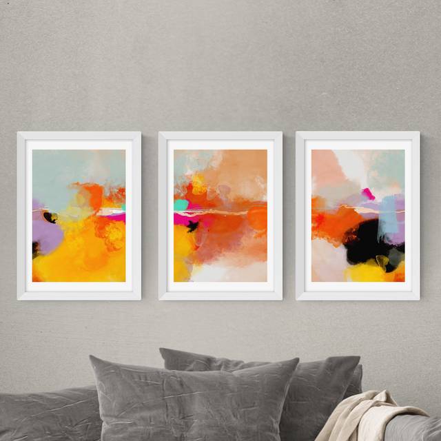 Set of 3 East End Prints Yellow Blush Gallery Wall Framed Prints - Multicolor
