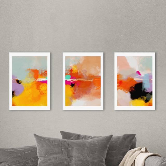Set of 3 East End Prints Yellow Blush Gallery Wall Framed Prints - Multicolor