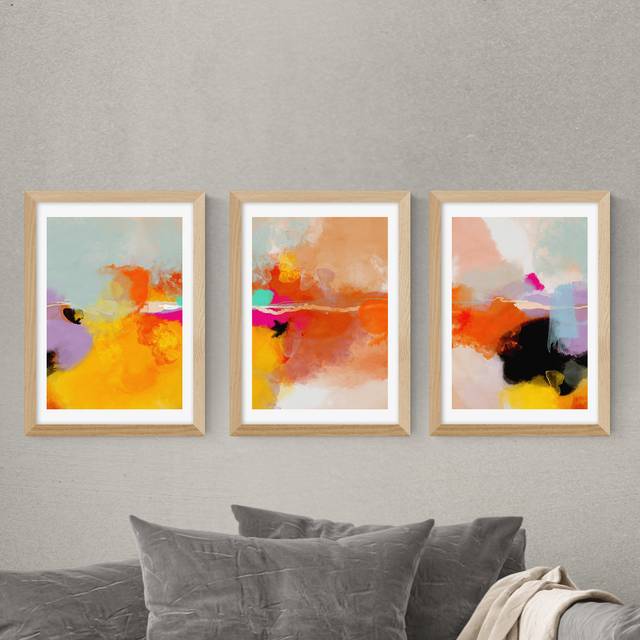 Set of 3 East End Prints Yellow Blush Gallery Wall Framed Prints - Multicolor