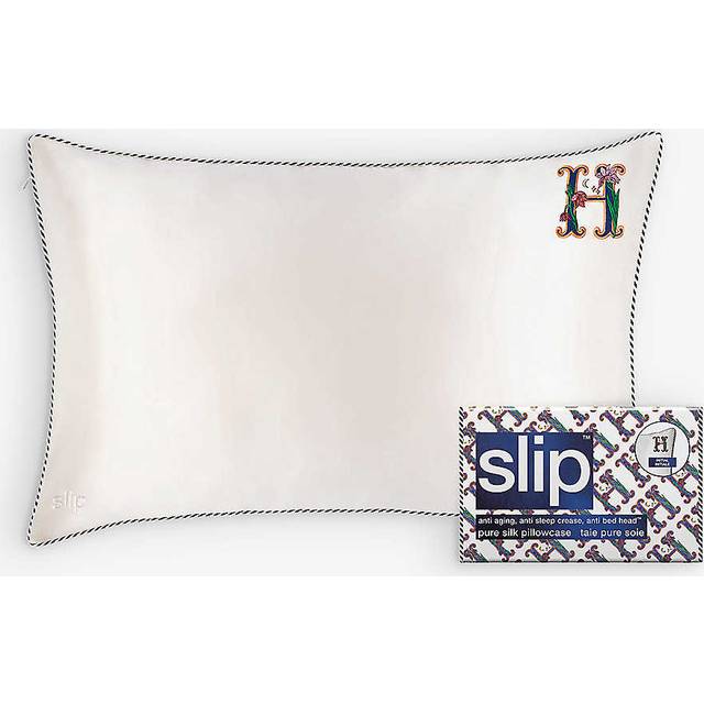 Slip H Queen Letter-embroidered Silk Pillowcase 51cm X 76cm