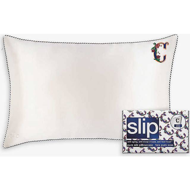 Slip C Queen Letter-embroidered Silk Pillowcase 51cm X 76cm