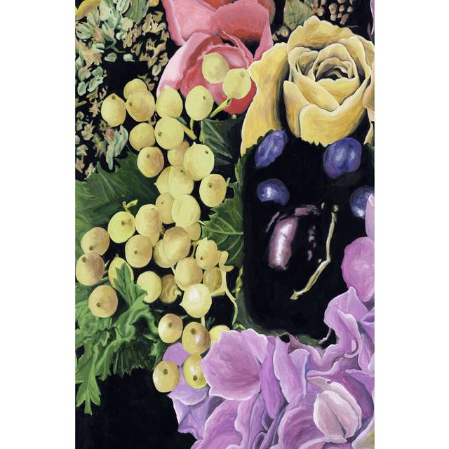 Floral on Black I by Melissa Wang - Wrapped Canvas Painting (122cm H x 81cm W)