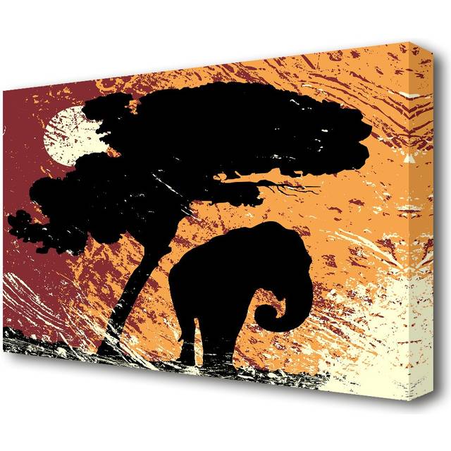 &#39;Elephant Safari by the Sun Ethnic&#39; Painting Print on Wrapped Canvas (101.6 cm H x 142.2 cm W)