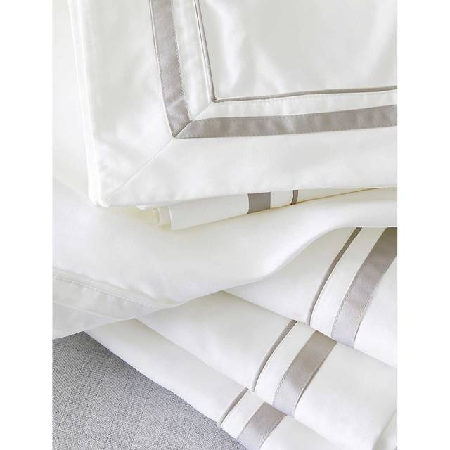 The White Company White/mink Cavendish Cotton Flat Sheet King - White/Mink