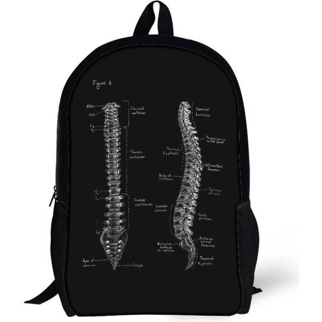 Backpacks Spine Anatomy on Chalkboard Black And White 17inch School Bag
