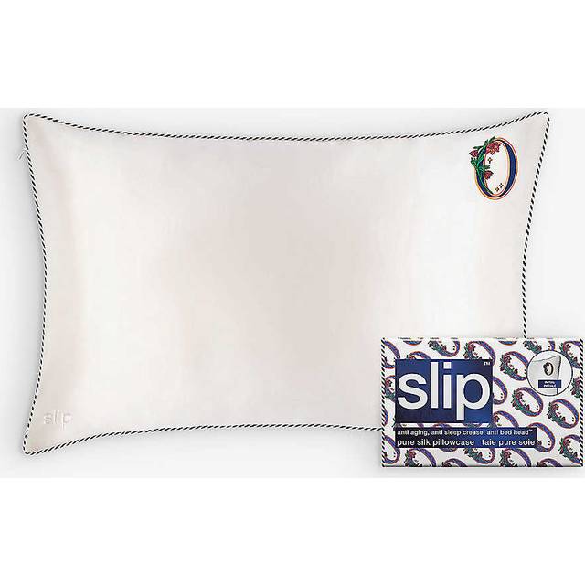 Slip O Queen Letter-embroidered Silk Pillowcase 51cm X 76cm