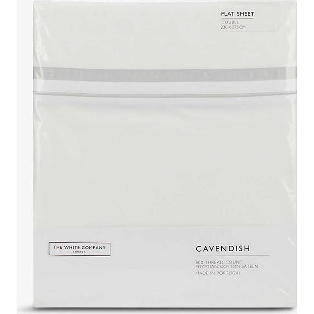 The White Company White/silver Cavendish Cotton Flat Sheet King