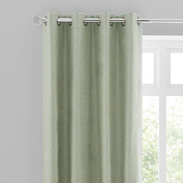 Luna Brushed Blackout Eyelet Curtains - Sage