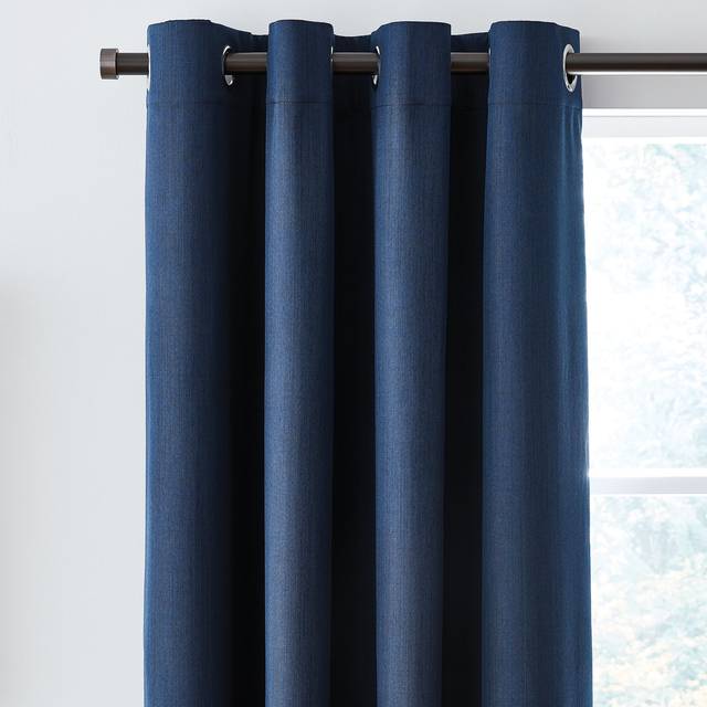 Solar Blackout Eyelet Curtains - Navy