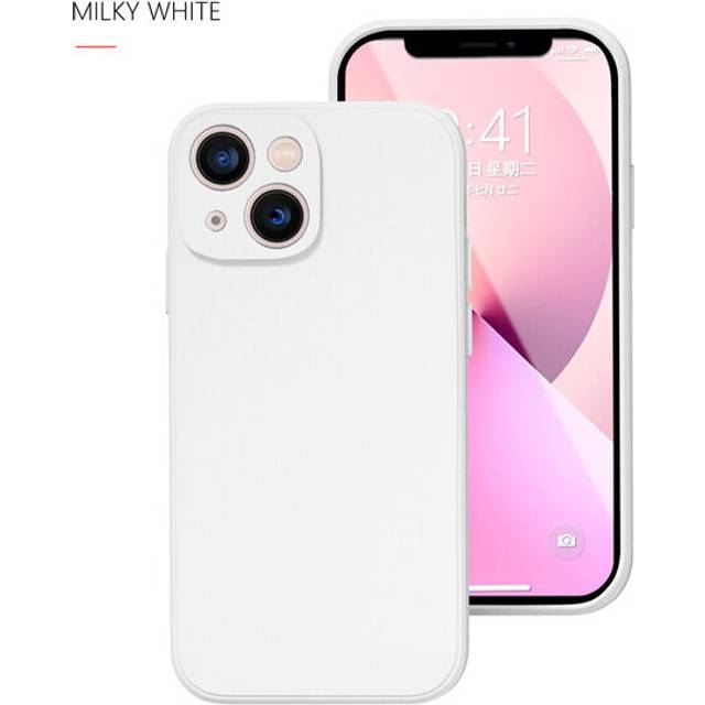 (For iphone13 PRO MAX, MILKY WHITE) Phone Case For IPhone 12 13 14 Pro Max Plus Contracted Pure Color Shockproof Liquid Silicone Soft Back Cover