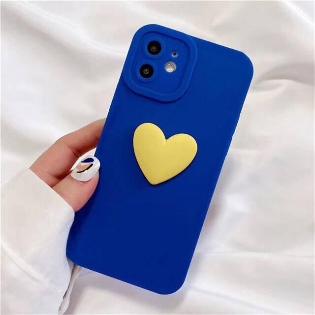 (for iphone 14pro max, D only case) Korean Cute 3D Black Love Heart Soft Phone Case with Wrist Strap For iPhone 14 13 12 Pro Max plus Simple Cover