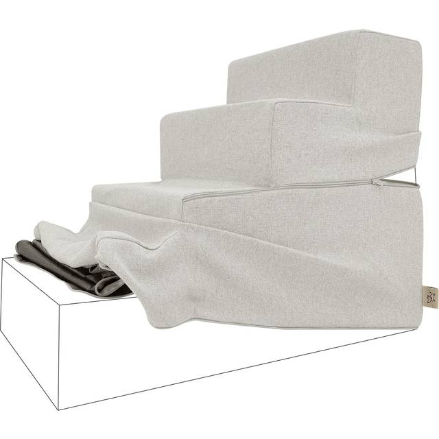 Best Pet Supplies Foldable Pet Stairs Cover for Foam Dog Ramps  Replacement Slip with Non-Slip Step Surface  Plush and Soft Fabric  Provides Paw Tract