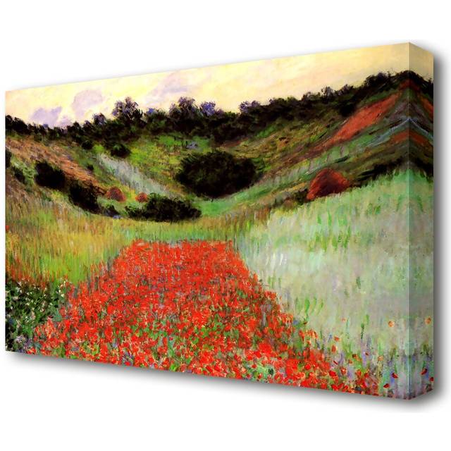 &#39;Poppy Field of Flowers in Giverny&#39; by Claude Monet Painting Print on Wrapped Canvas (50.8 cm H x 81.3 cm W)
