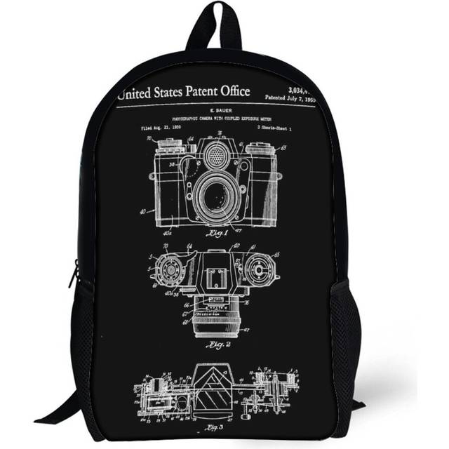 Backpacks Camera Patent White 17inch School Bag