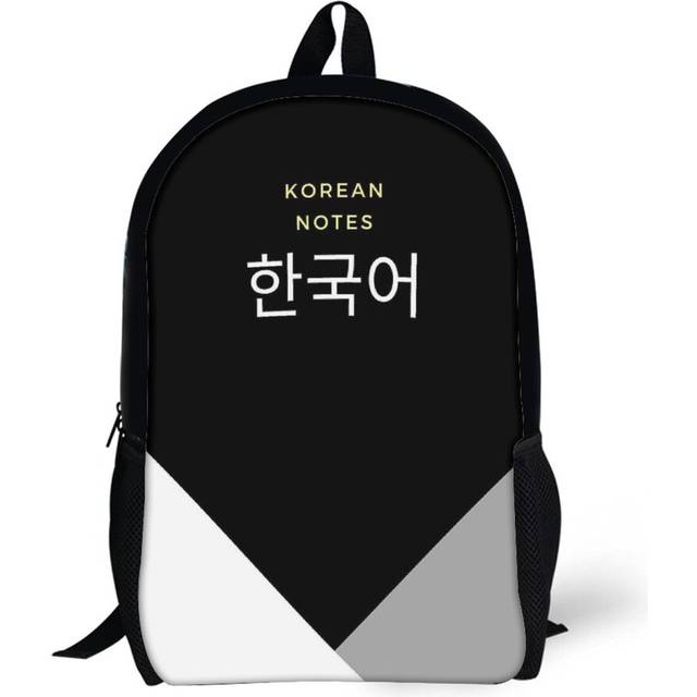 Backpacks Korean Learning Language Notebook Black White 17inch School Bag