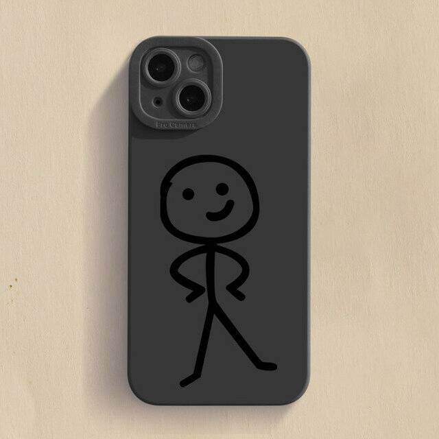 (For iPhone 14Pro Max, 8) Cartoon Matchman 12 13 14 Pro Max Mini Plus iPhone Case Shockproof Matte Soft TPU Silicone Cover